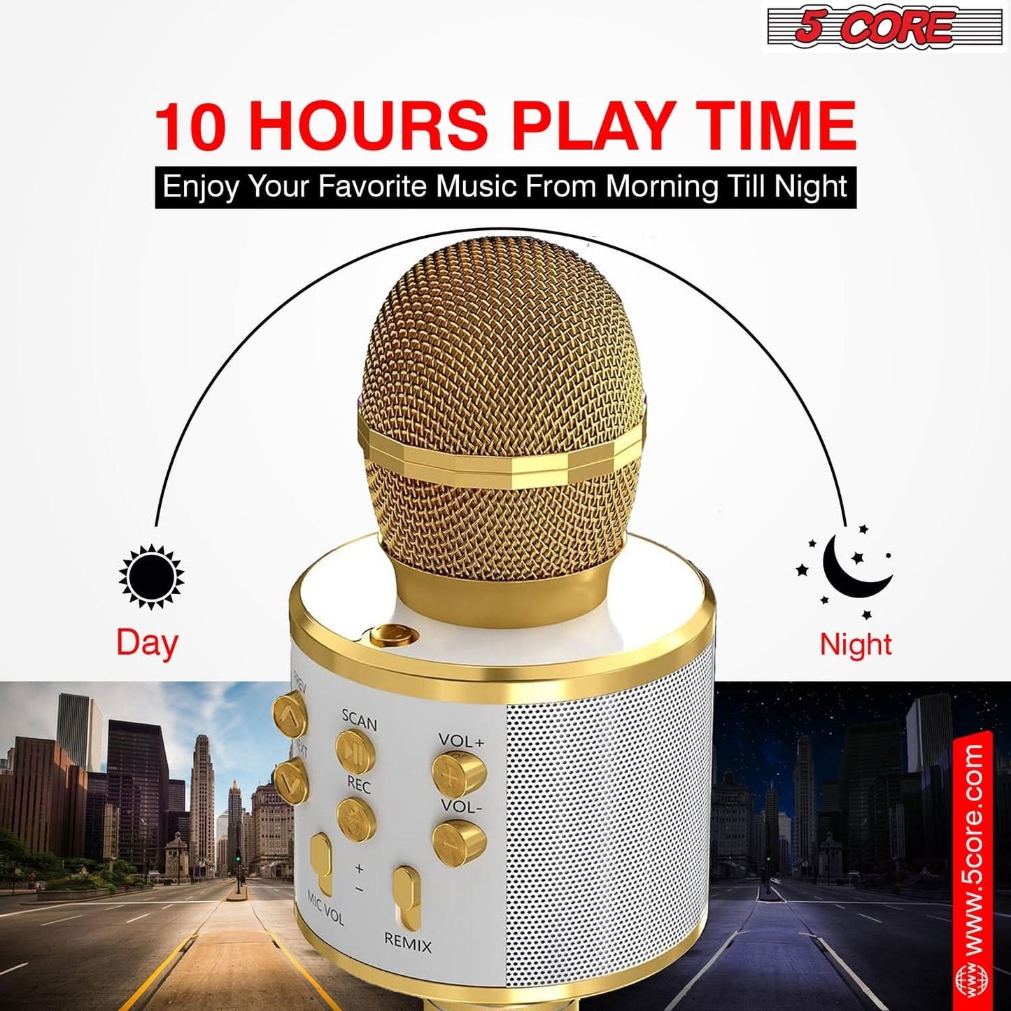 5Core Wireless Karaoke Microphone Bluetooth Mic Portable Handheld Microfonos Inalambricos GOLD-1