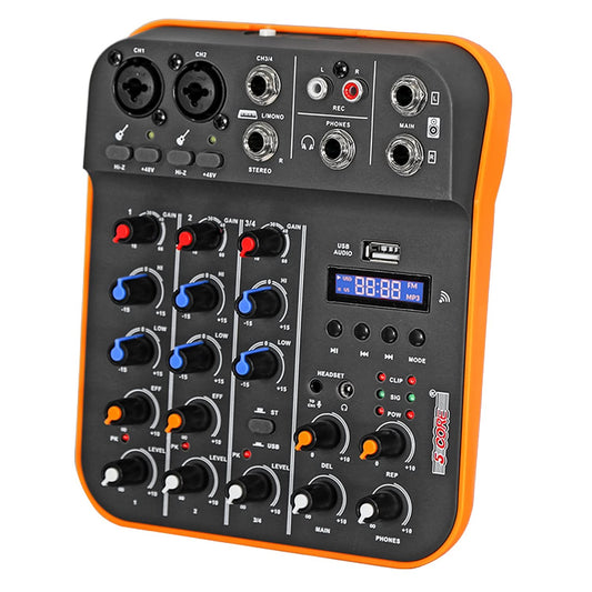 5 Core Audio Mixer 4 Channel DJ Equipment with Bluetooth USB Sound Board Console-0