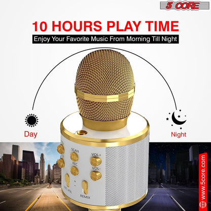 5Core Wireless Karaoke Microphone Bluetooth Mic Portable Handheld Microfonos Inalambricos GOLD-1