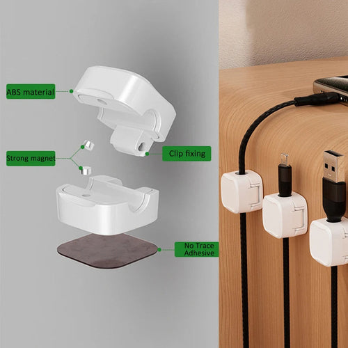 Magnetic Cable Clip Under Desk Cable Management Adjustable Cord Holder