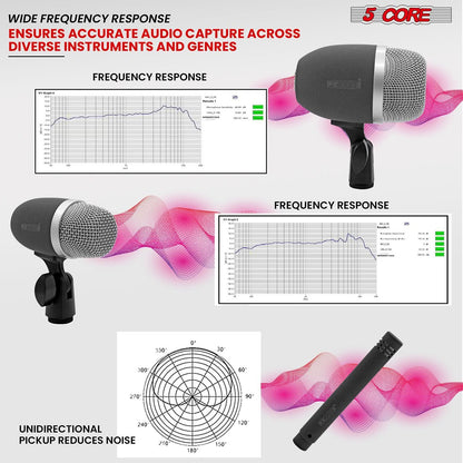 5Core Conga Mic Snare Tom Microphone Drum Kit Condenser XLR Instrument Mics XP-1
