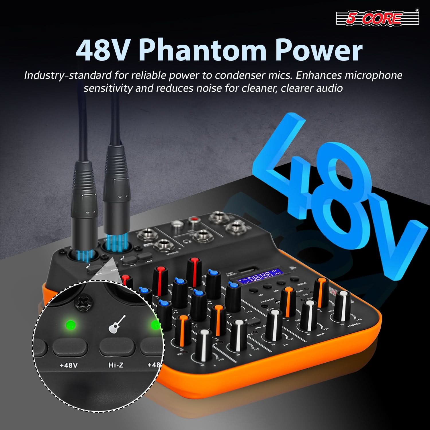 5 Core Audio Mixer 4 Channel DJ Equipment with Bluetooth USB Sound Board Console-4